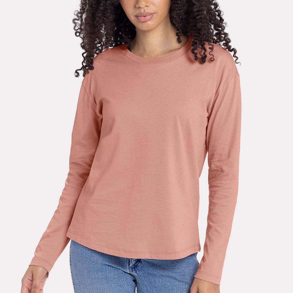Women's Cotton Relaxed Long Sleeve T-Shirt - 3911