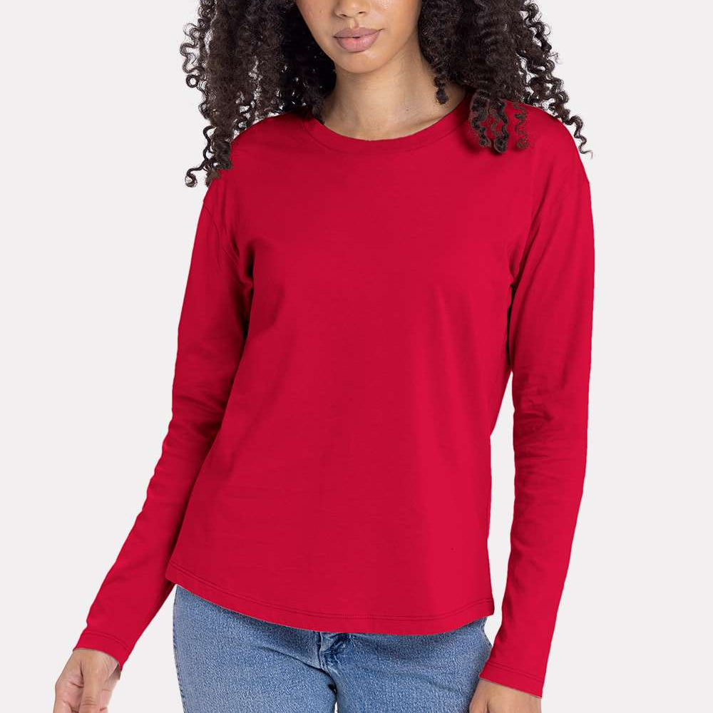 Women's Cotton Relaxed Long Sleeve T-Shirt - 3911
