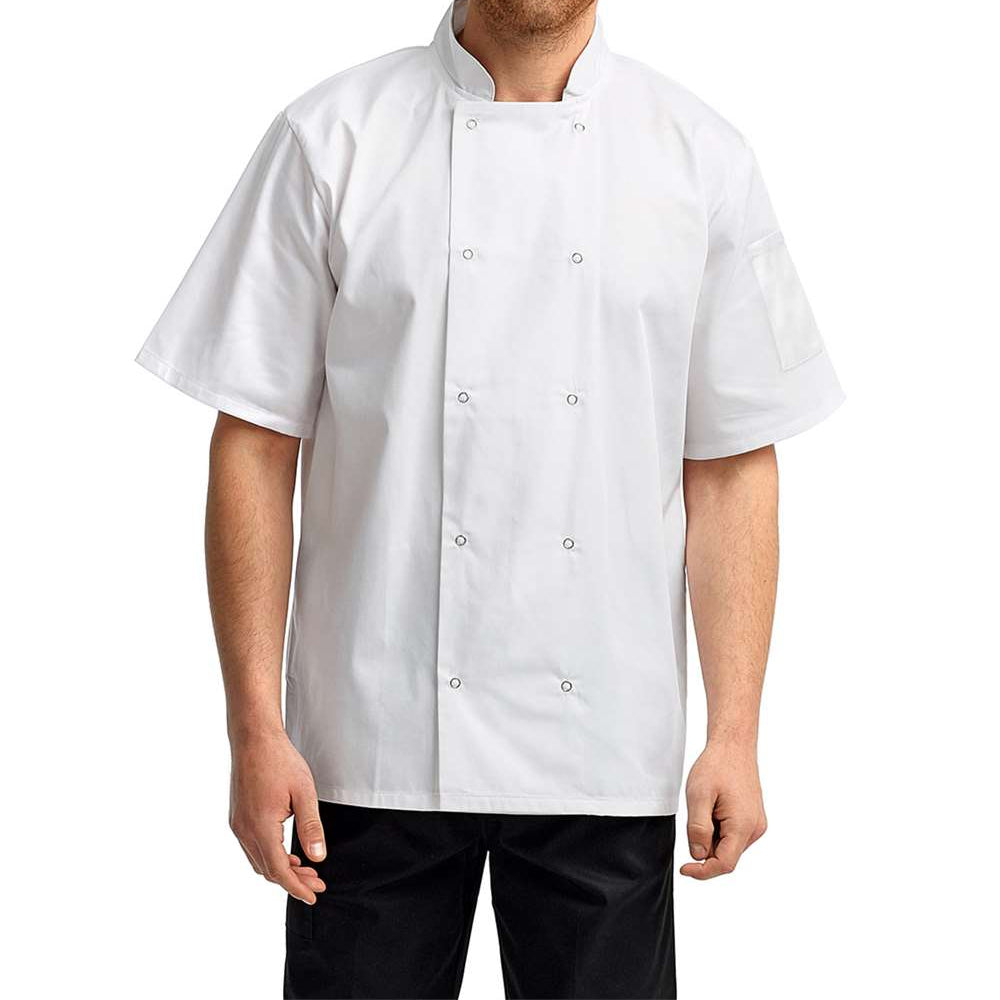 Unisex Ten Studded Front Short Sleeve Chef Coat - RP664
