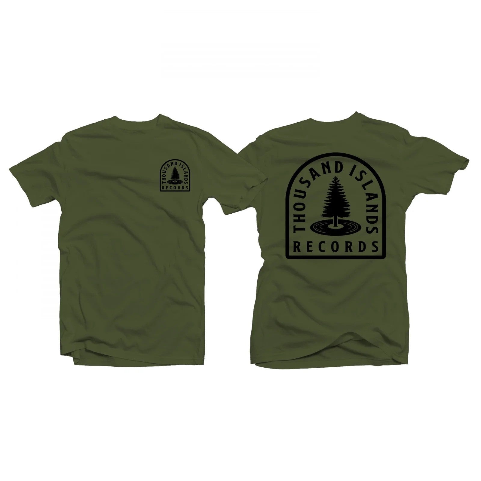 TIR - Tombstone Logo Military Green T-Shirt (Double Sided)