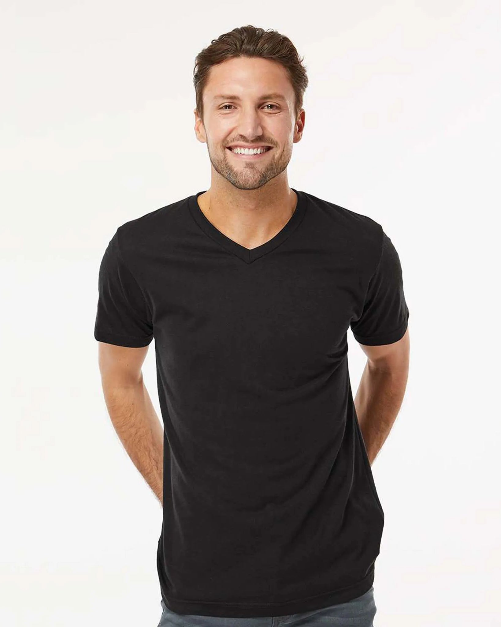 Deluxe Blend V-Neck T-Shirt - 3543 - Print Me Shirts