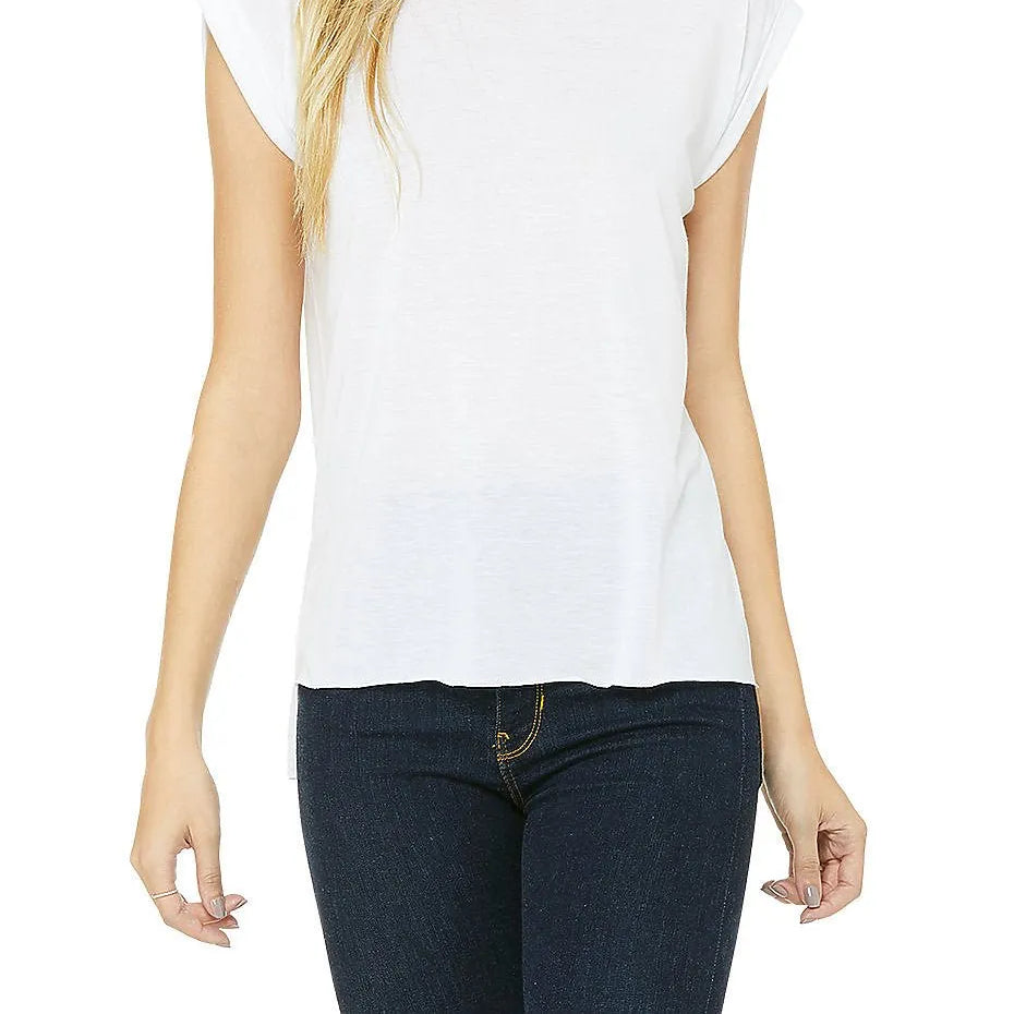 Women’s Flowy Rolled Cuffs Muscle Tee - 8804 - Print Me Shirts