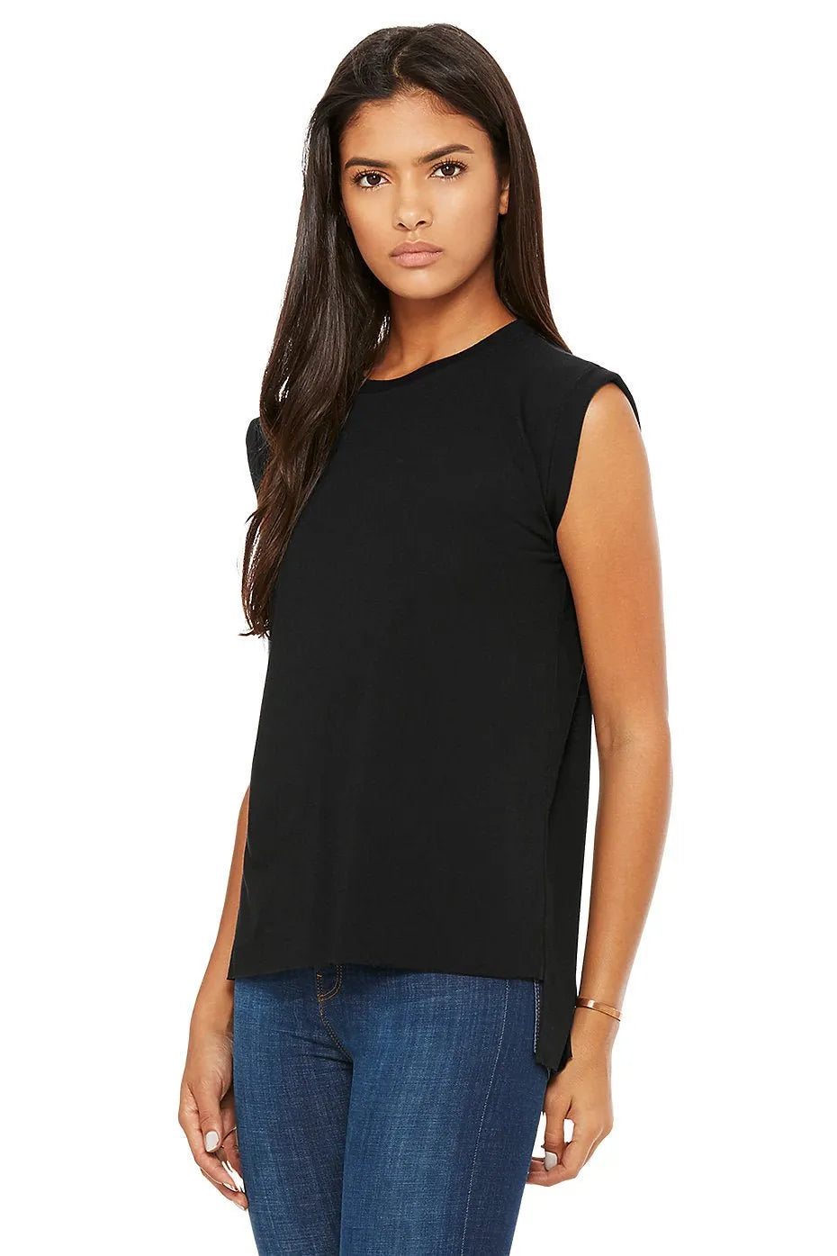 Women’s Flowy Rolled Cuffs Muscle Tee - 8804 - Print Me Shirts