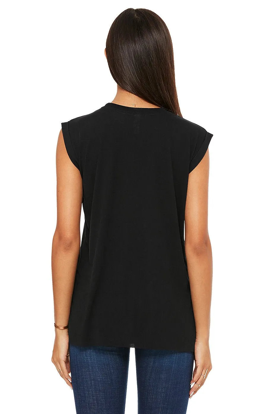 Women’s Flowy Rolled Cuffs Muscle Tee - 8804 - Print Me Shirts