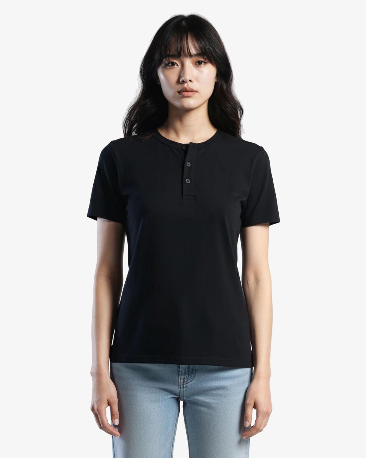 Adult Jerico Organic Short Sleeve Henley, style 10, Black