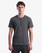 Adult Jerico Organic Short Sleeve Henley, style 10, Oil Grey