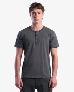 Adult Jerico Organic Short Sleeve Henley, style 10, Oil Grey