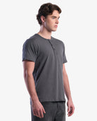 Adult Jerico Organic Short Sleeve Henley, style 10, Oil Grey