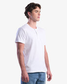 Adult Jerico Organic Short Sleeve Henley, style 10, White