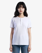 Adult Jerico Organic Short Sleeve Henley, style 10, White