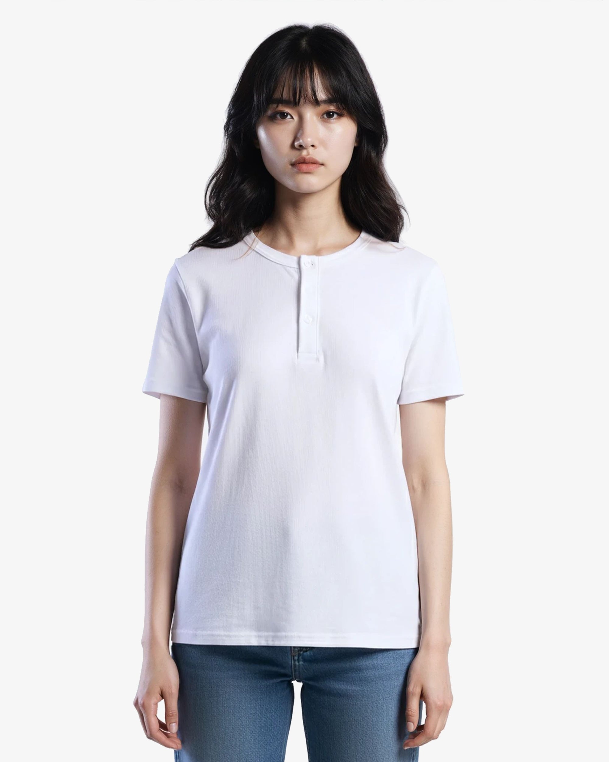 Adult Jerico Organic Short Sleeve Henley, style 10, White