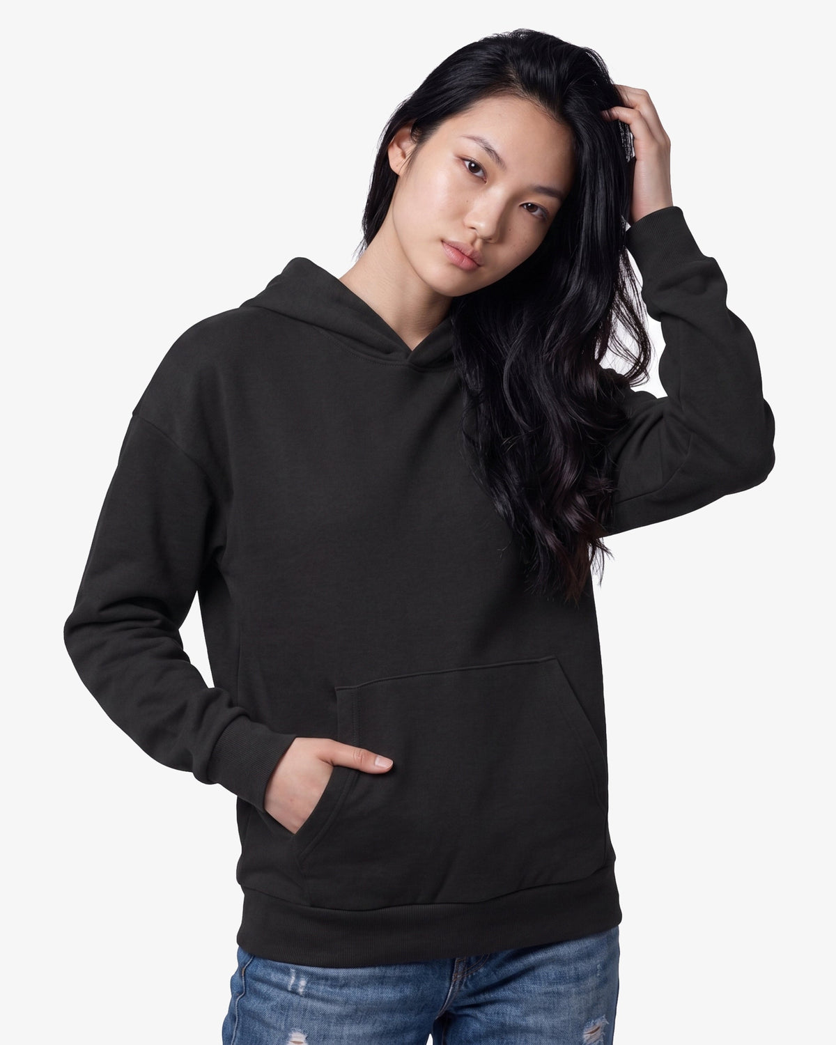 Adult Jerico Organic Oversized Hooded Sweatshirt, style 17, Black