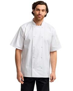 Unisex Ten Studded Front Short Sleeve Chef Coat - RP664 – outerwear jacket – image 7