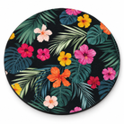 4-inch round fabric coaster with an example botanical custom print