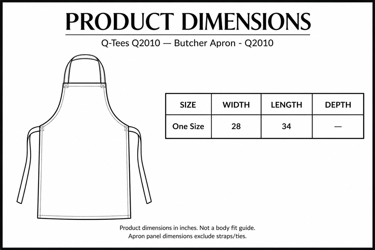 Butcher Apron - Q2010 dimensions and size guide