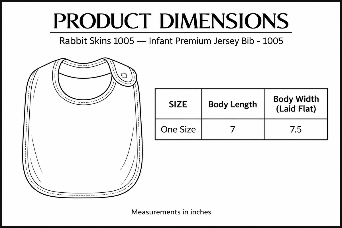 Rabbit Skins 1005 Infant Premium Jersey Bib - 1005 Size Chart