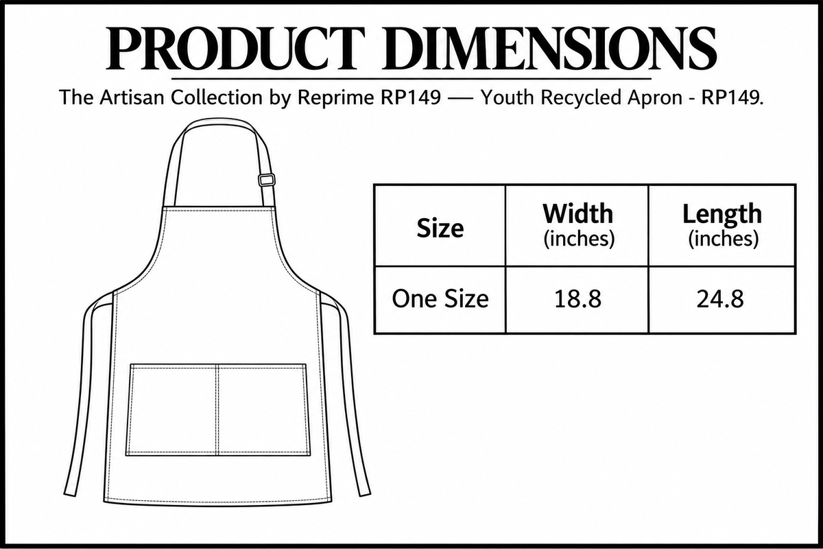 Youth Recycled Apron - RP149 Size Chart