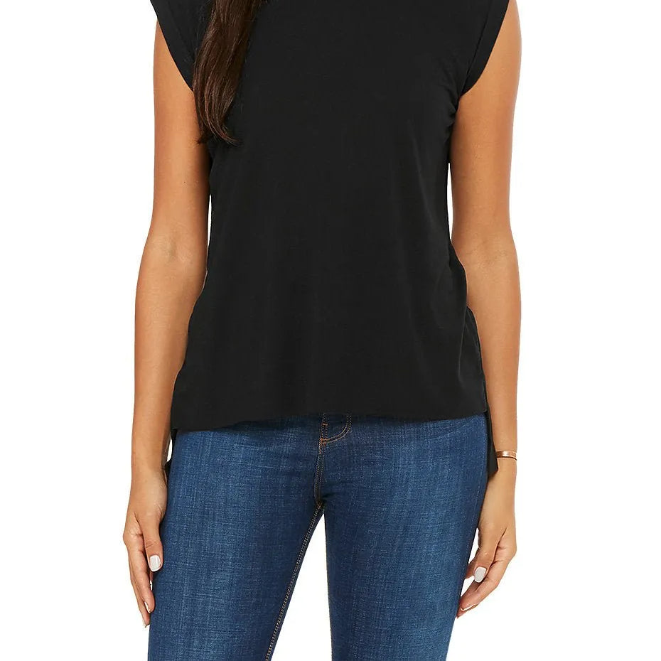 Women’s Flowy Rolled Cuffs Muscle Tee - 8804 - Print Me Shirts