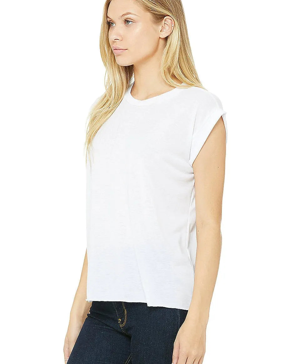 Women’s Flowy Rolled Cuffs Muscle Tee - 8804 - Print Me Shirts